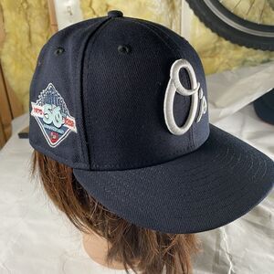SneakerTown New Era Baltimore Orioles Fitted Hat 50th Anniversary Size 7 1/4 MLB